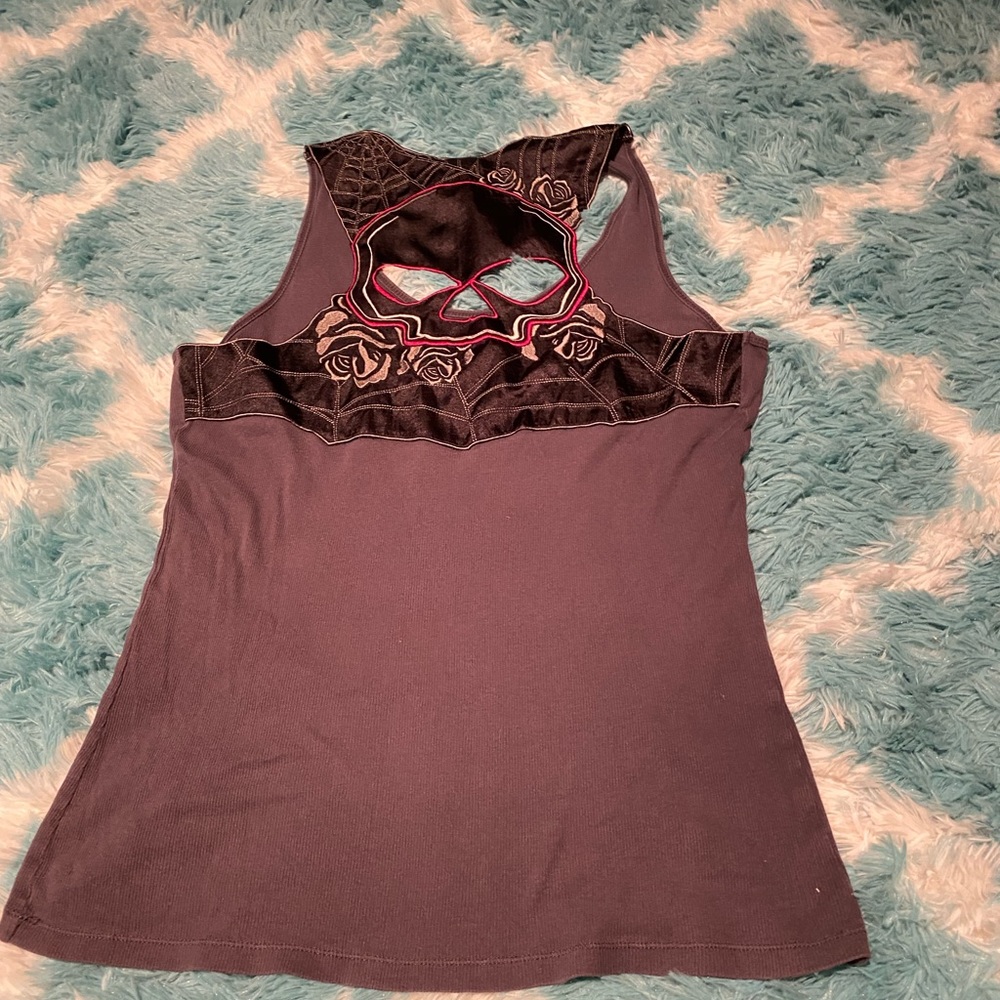 Harley Davidson top with cut out skull
